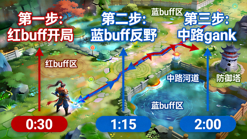 王者荣耀打野英雄野区入侵路线与节奏教学画面