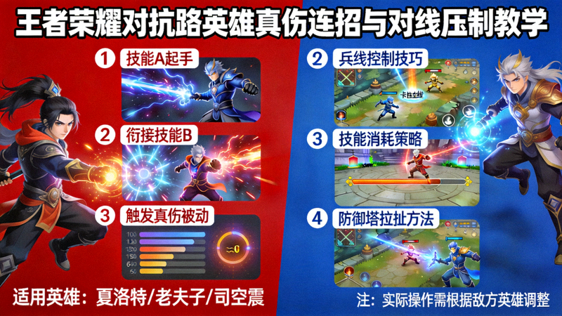 王者荣耀对抗路英雄真伤连招与对线压制教学图
